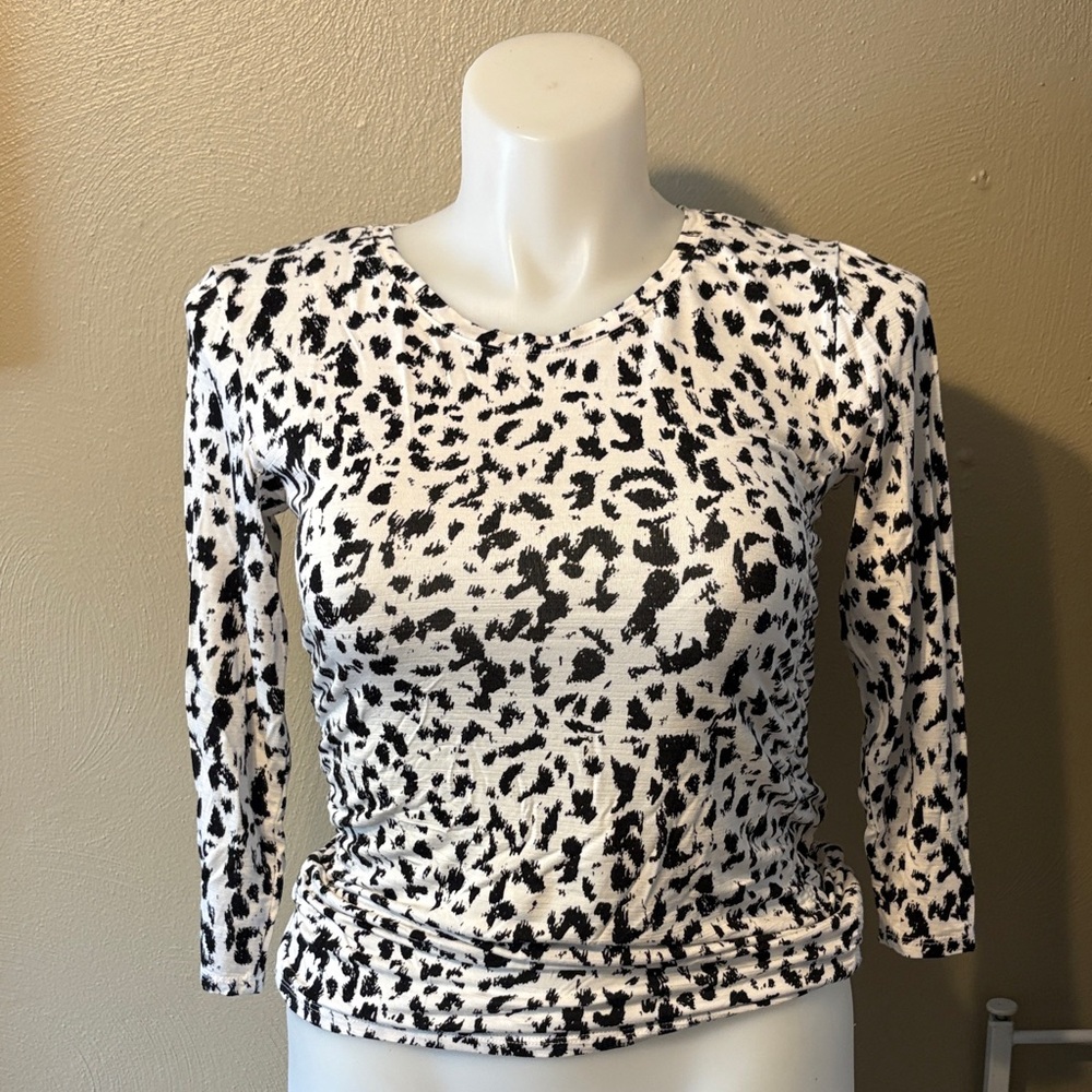 JLO Animal Print Blouse - Black and White